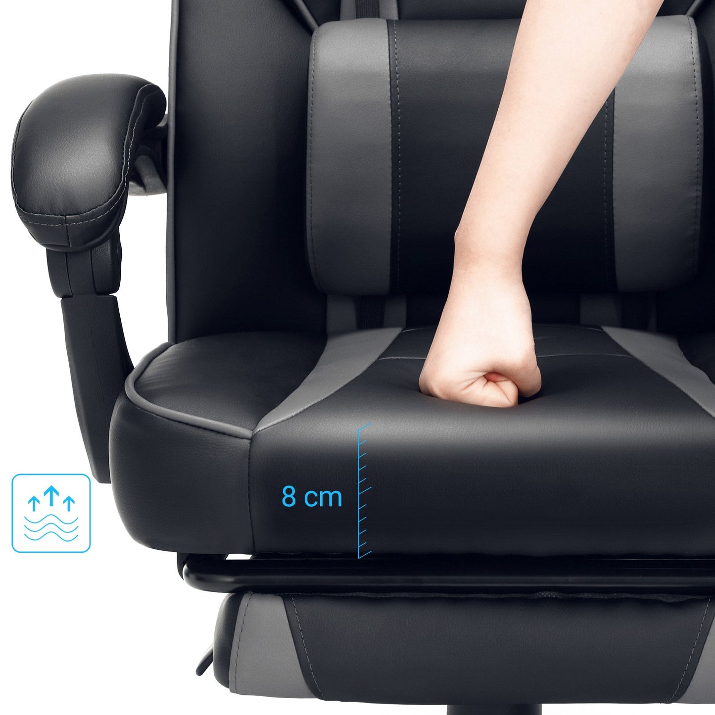Silla Gaming, Polipiel, Acolchado Suave, Silla de Oficina, Carga 150 kg