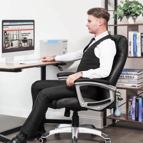 Silla gaming, Silla de oficina, Silla de escritorio, Robusta, Estable y duradera, Negra, SONGMICS
