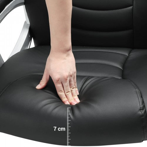 Silla de escritorio, ruedas de poliuretano, Superficie fácil de limpiar, acolchado grueso, sillas oficina, SONGMICS