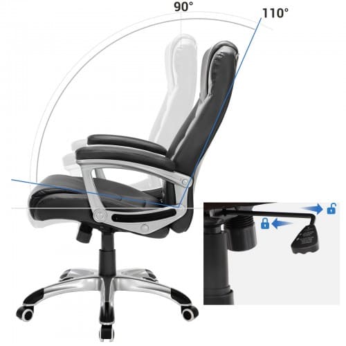 SONGMICS - Silla gaming, Silla de oficina, 2 ángulos de inclinación