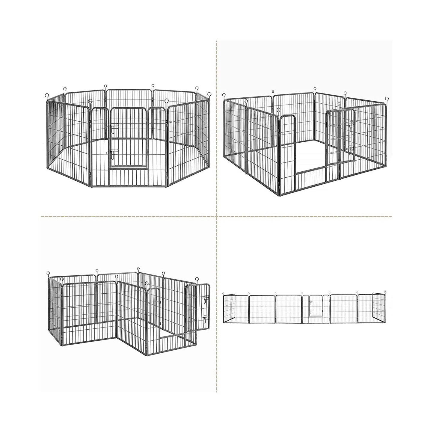 Feandrea Jaula para Perros, Conejos y Otras Mascotas, Corral Plegable, Gris