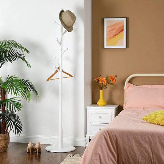 VASAGLE - Perchero de Pie, Perchero para Abrigos, Perchero de Madera en Forma de Árbol con 7 Ganchos Redondos, para Ropa, Gorras