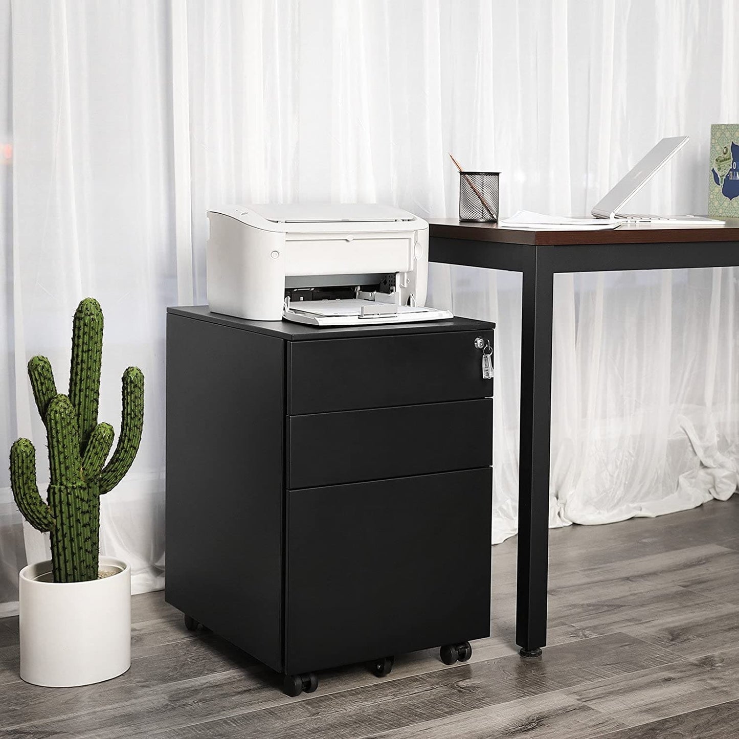 Mueble Archivador Metálico con Cerradura y Ruedas
