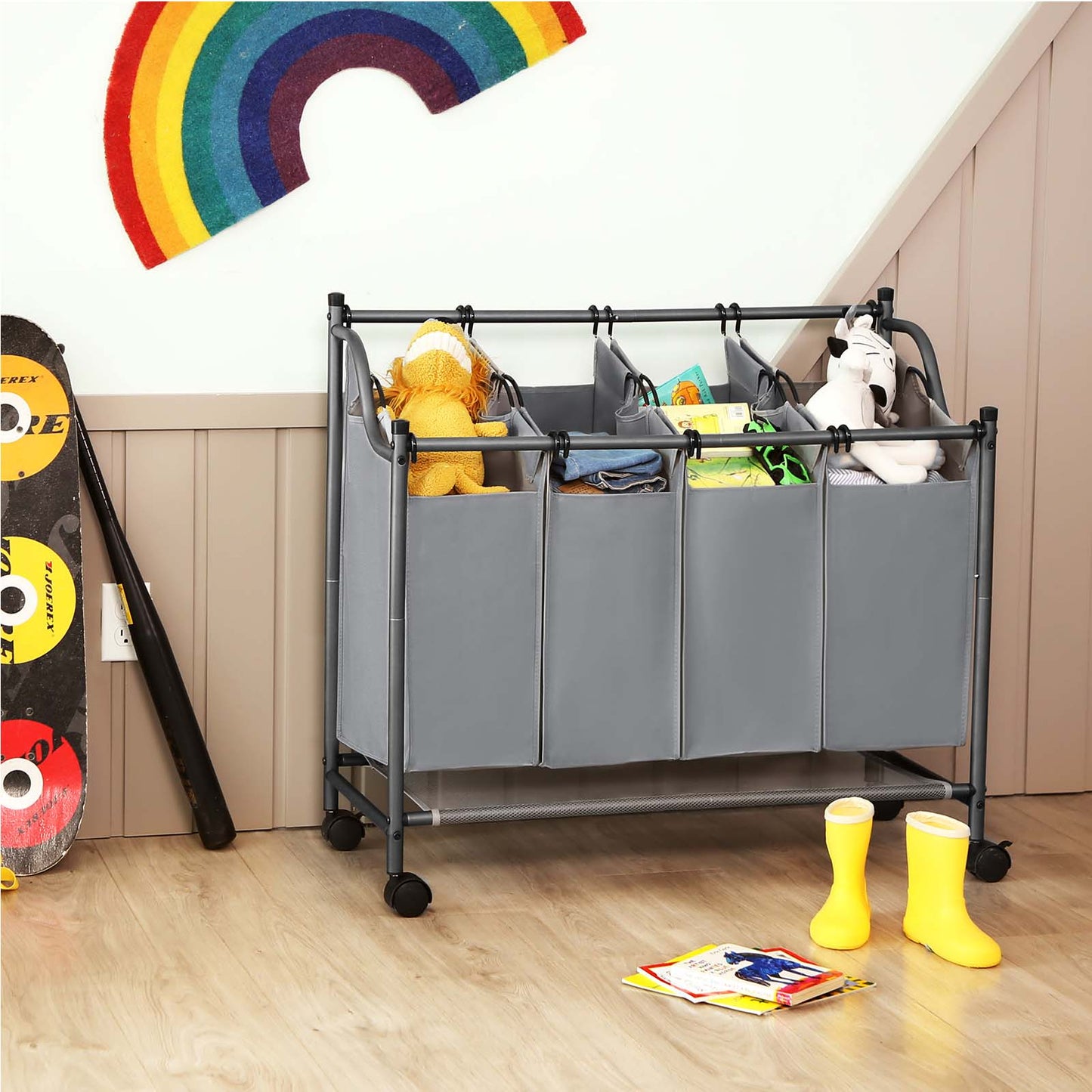 Carrito de Lavandería con 4 Bolsas Extraíbles