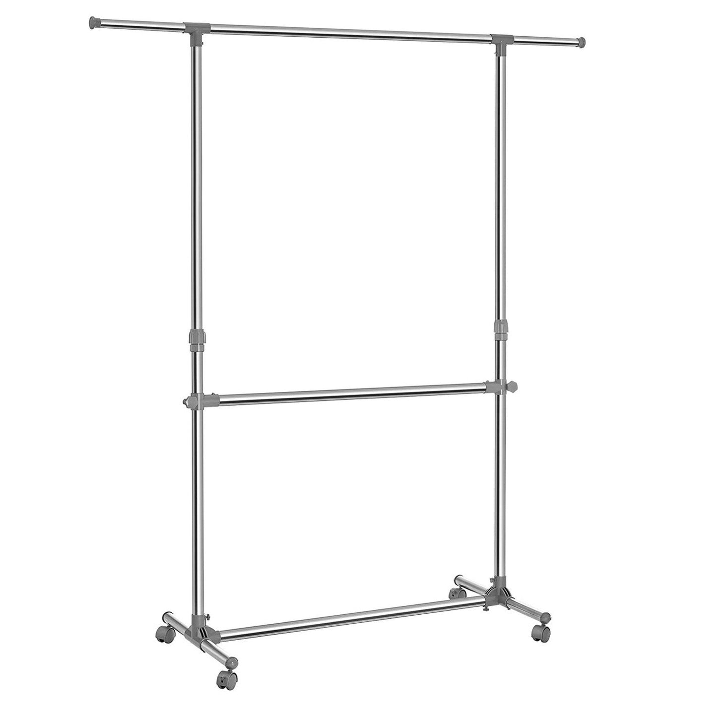 Perchero Móvil con Altura Regulable, Acero Inoxidable