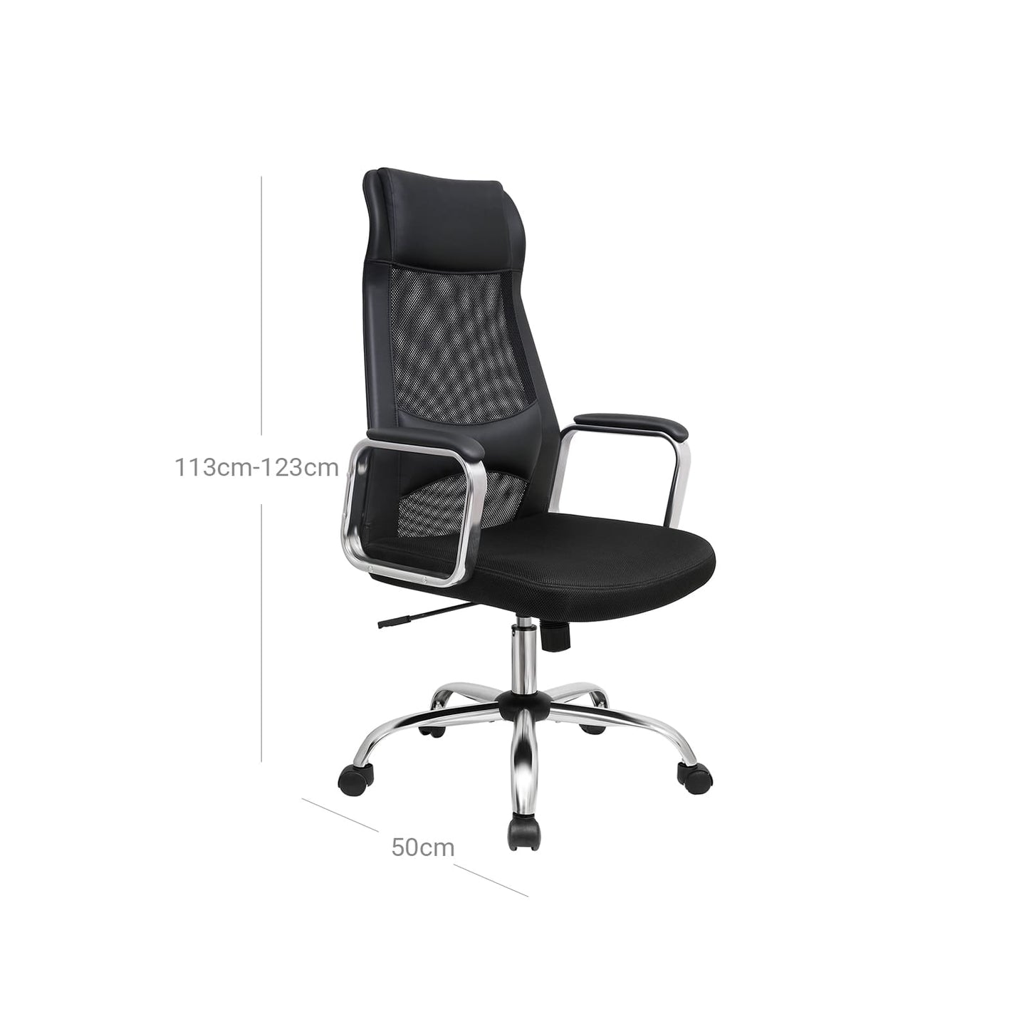Songmics Silla de Oficina Ergonómica con Soporte Lumbar y para la Cabeza, A113-123 cm