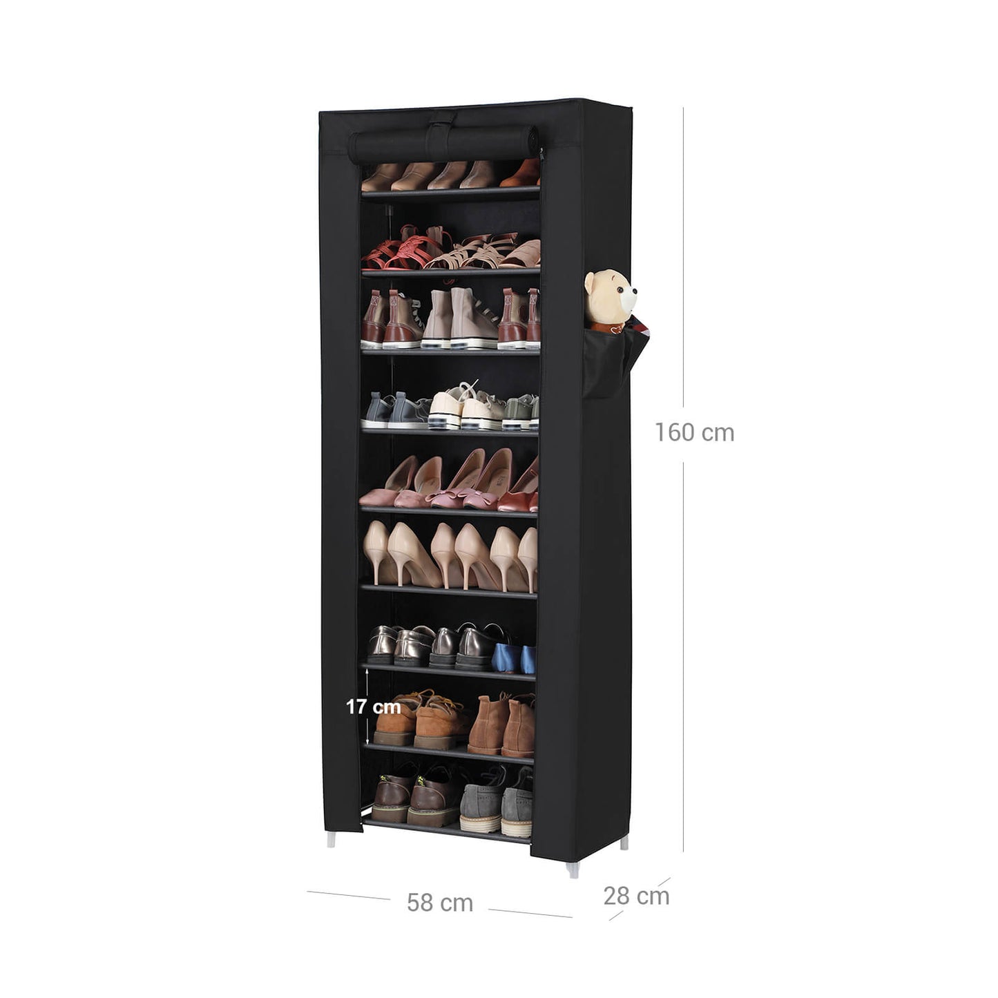 Zapatero Metálico de 9 Niveles con Tela