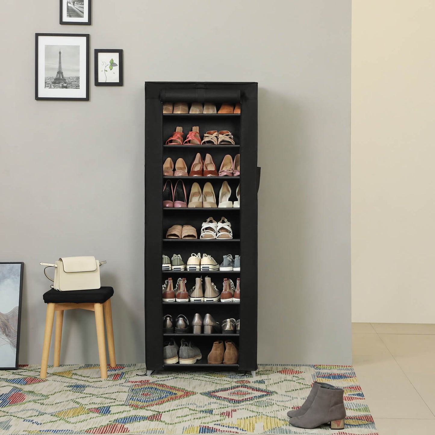 Zapatero Metálico de 9 Niveles con Tela