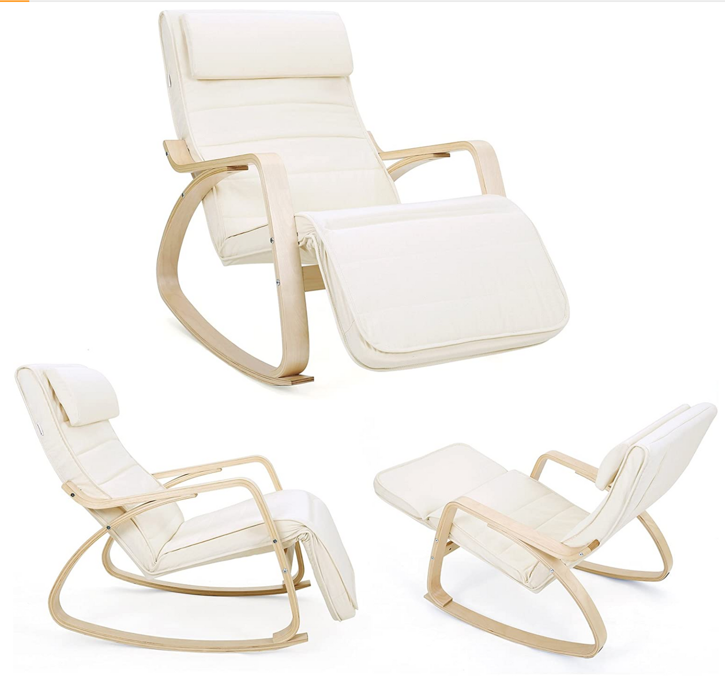 Mecedora, Mecedora con Reposapiés Ajustable, Silla Mecedora, Silla de Relajación, Songmics, 7