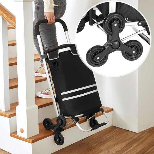 Carro de Compra, Carrito de Compra, Plegable con Ruedas Sube escaleras, Bolsa refrigerante, 35L, Negro, SONGMICS, 1