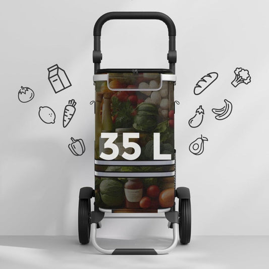 Carro de Compra Plegable, Sólido, con Bolsa de Refrigeración Aislante, Carro de Equipaje con Ruedas, 35L, Negro, SONGMICS, 1