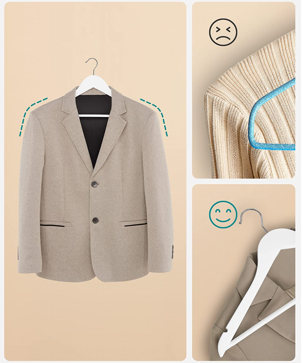 Juego de 10 Perchas de Madera Maciza para Trajes