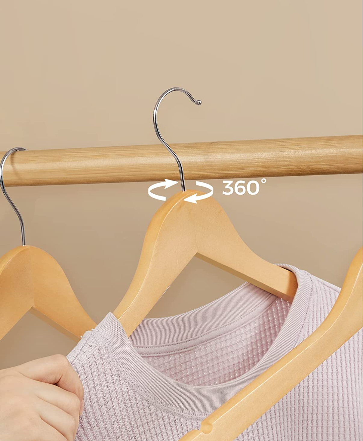 Set de 10 Perchas de Madera de Arce con Barra de Pantalones