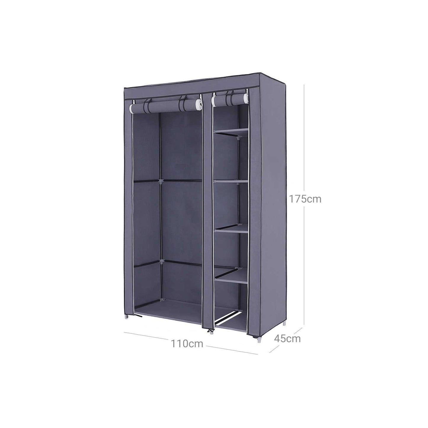 Armario de Tela Plegable para Ropa, Gris