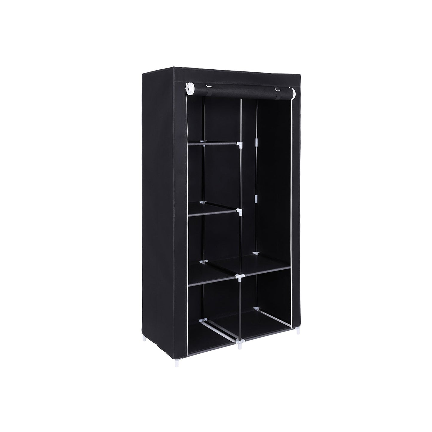 Armario Plegable de Metal y Tela, Negro