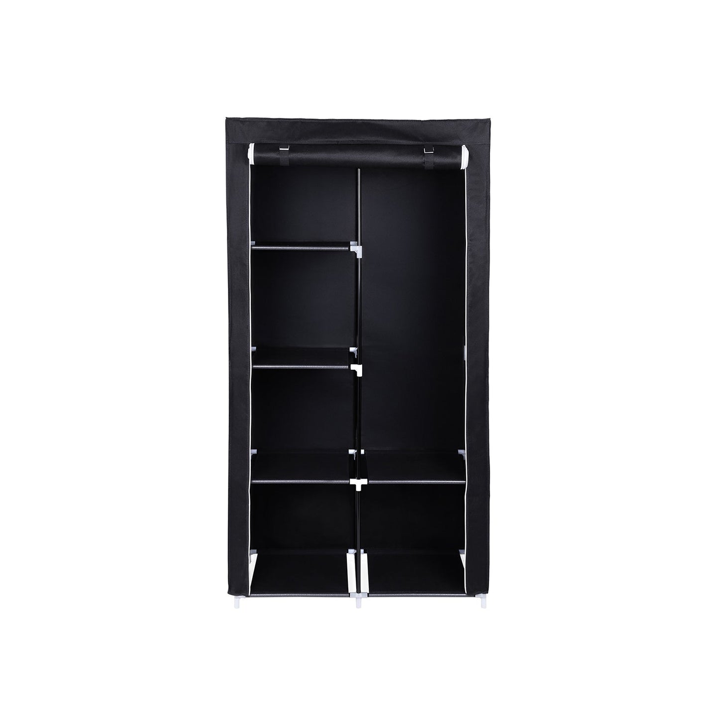 Armario Plegable de Metal y Tela, Negro