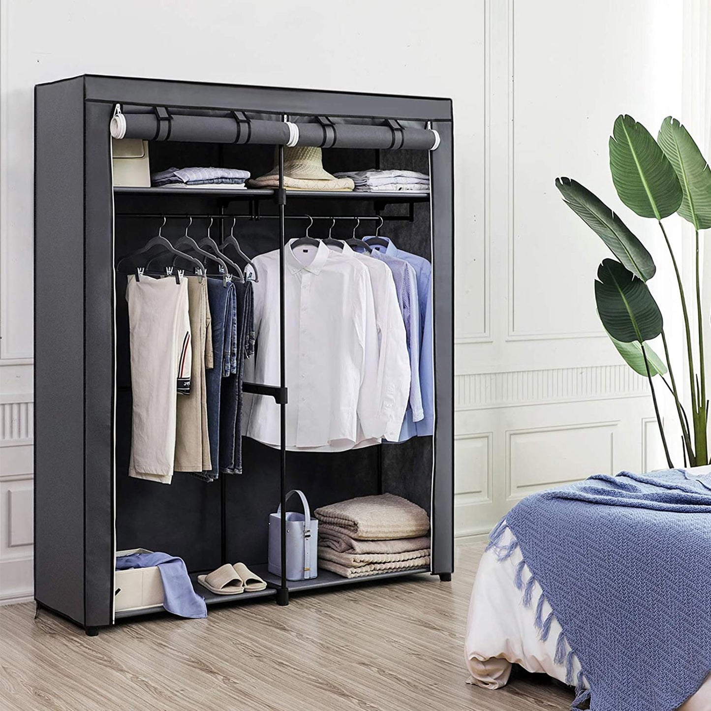 Armario de Tela Portátil, Plegable, Guardarropa para Dormitorio