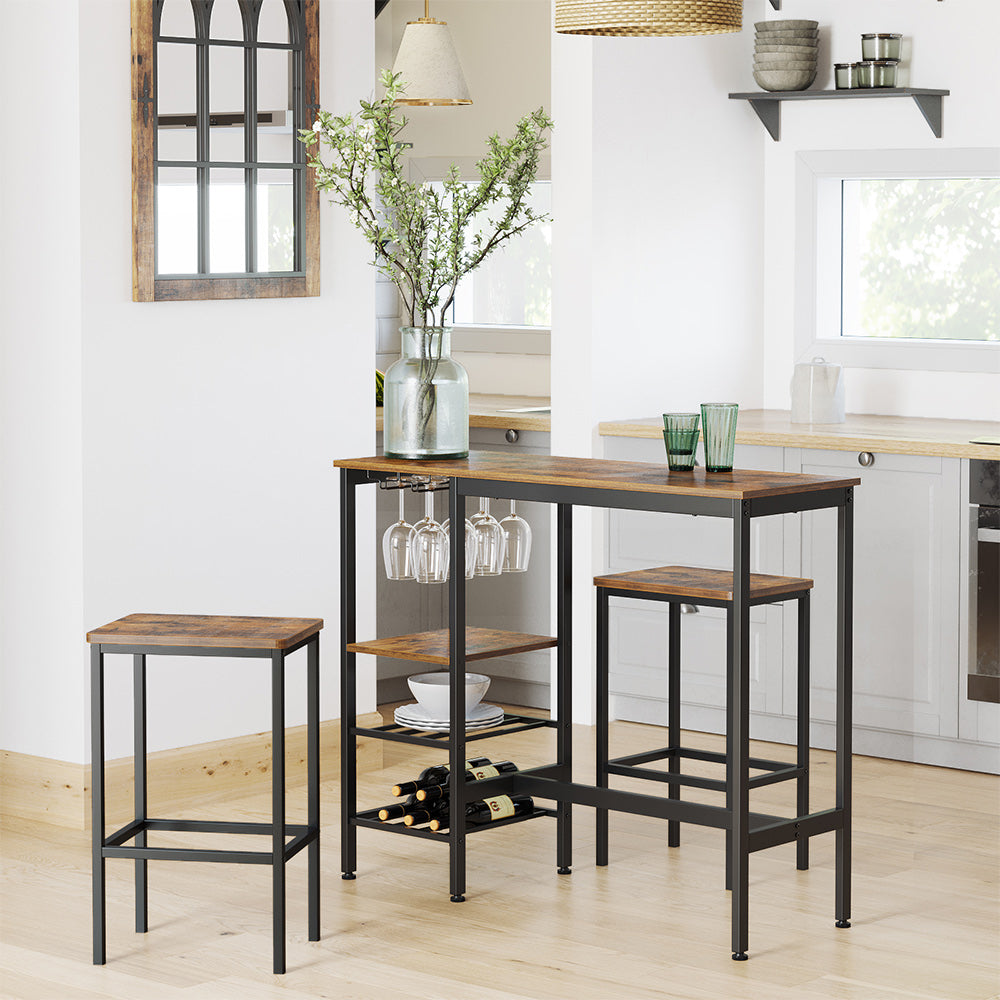 Mesa Alta con Soportes para Vasos y Botellas