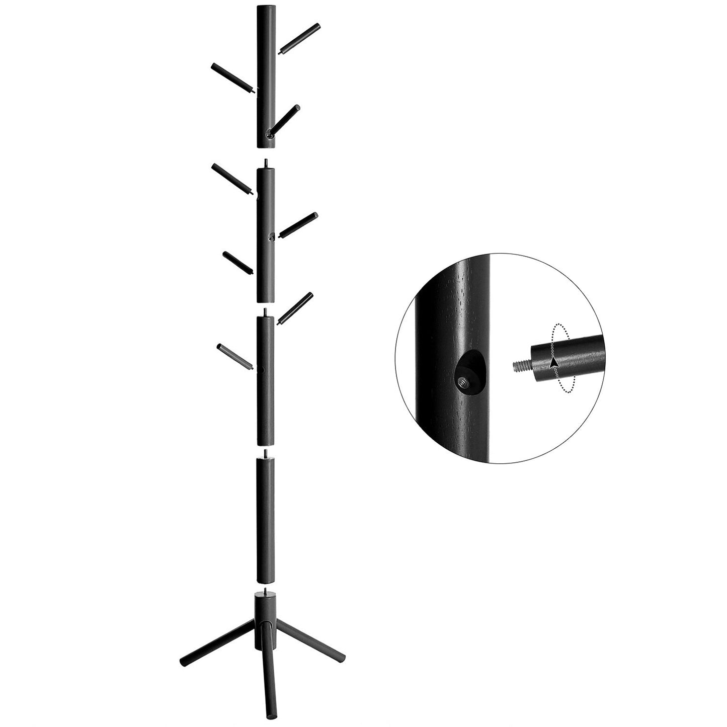 VASAGLE - Capacleador estante de ropa de postura gratuita, espacio de madera sólida, en forma de árbol, con 8 ganchos, para ropa, sombreros