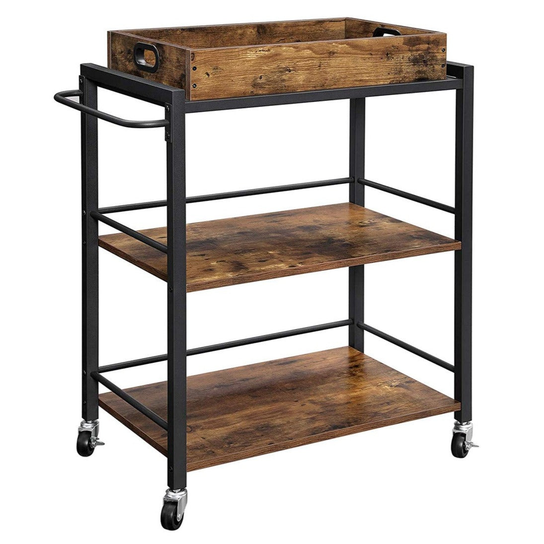 Vasagle Carro de Cocina con Bandeja Extraíble y 3 Niveles, Soporte microondas