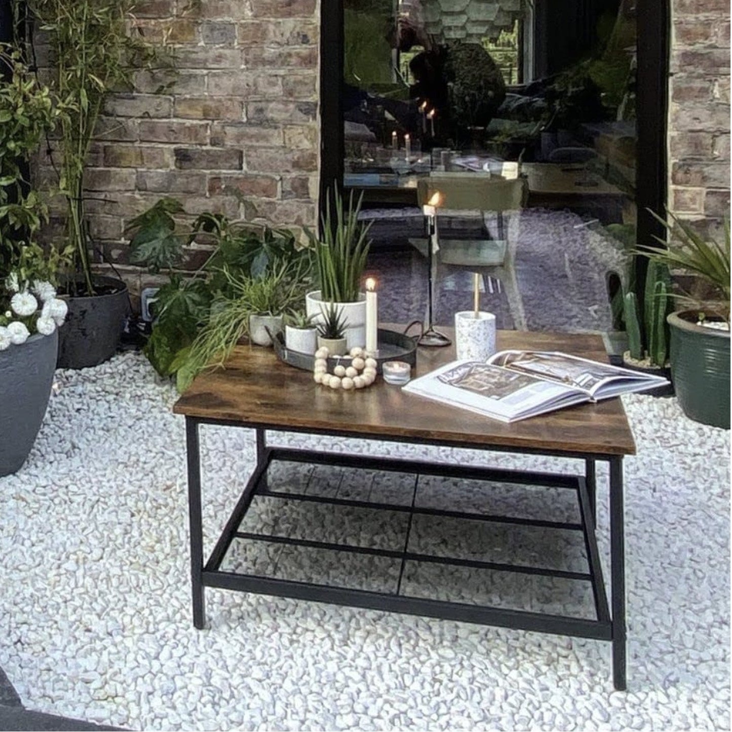 Mesa de Café Cuadrada de Estilo Industrial