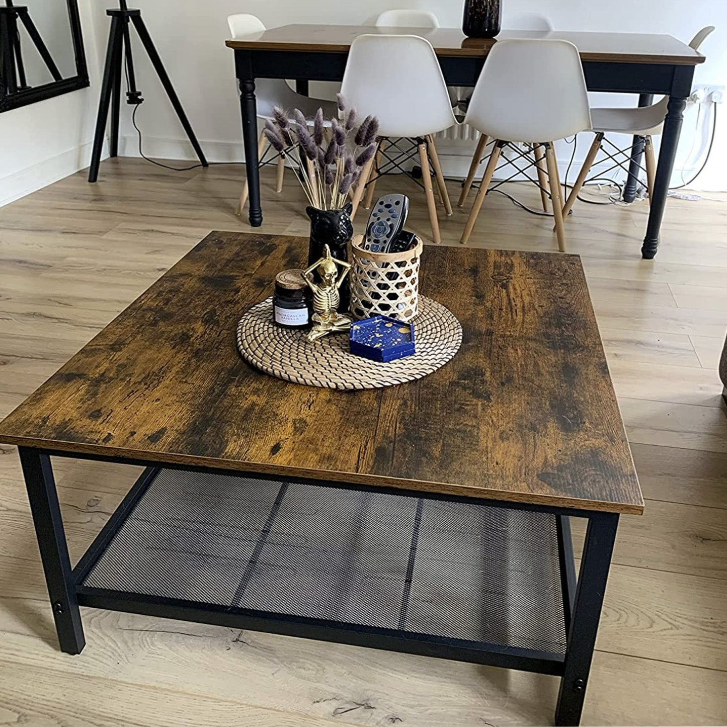 Mesa de Café Cuadrada de Estilo Industrial