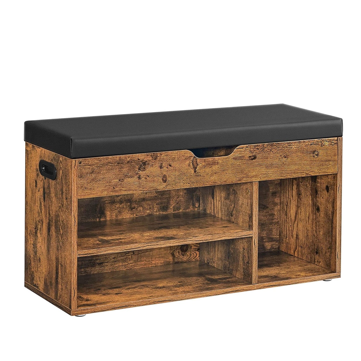 VASAGLE - Banco para Zapatos, Banco con Asiento Acolchado, 3 Compartimentos y 1 Contenedor, Soporte para Zapatos, Sala de Estar