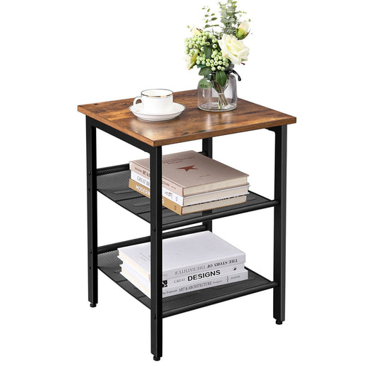 Mesa Auxiliar con 2 Estantes de Malla Ajustables