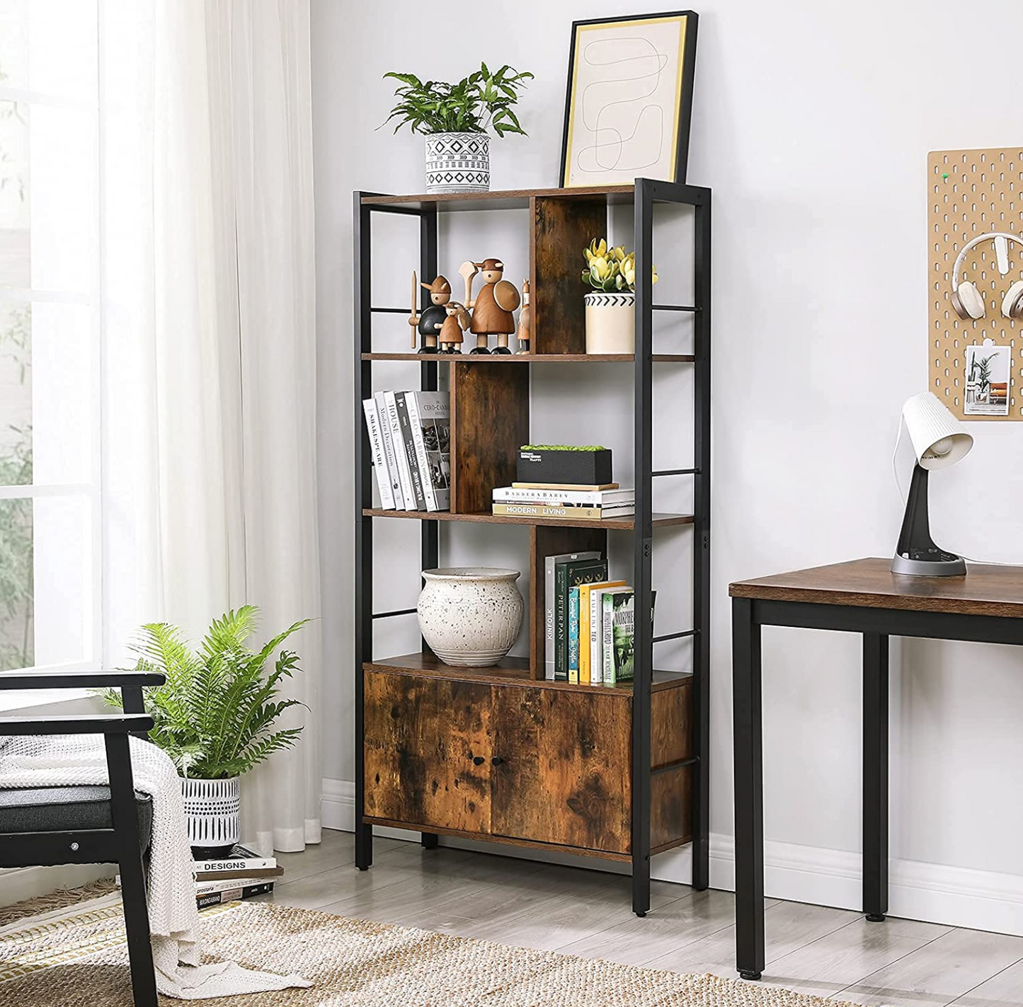 Vasagle Librería de 4 Niveles de Estilo Industrial