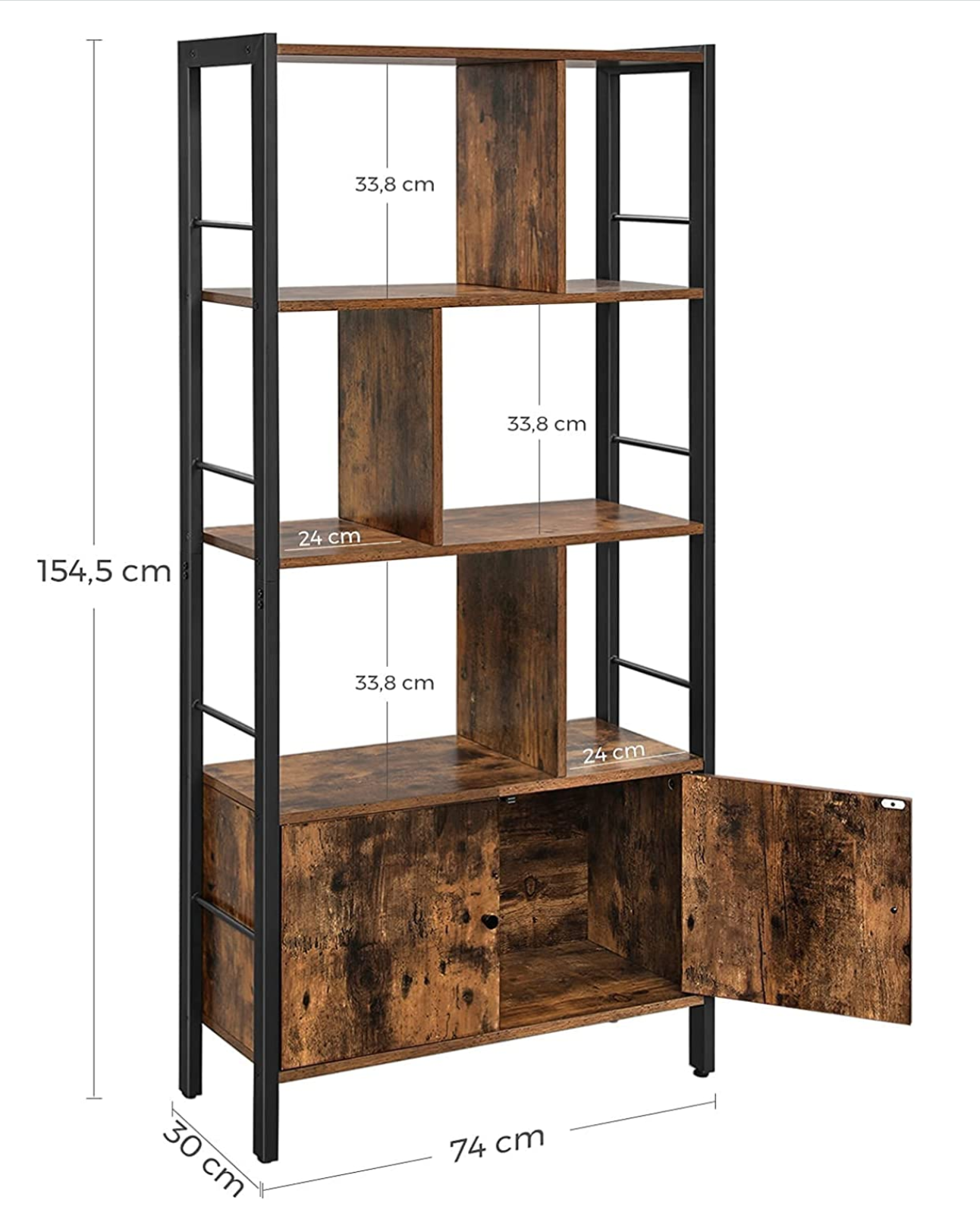 Vasagle Librería de 4 Niveles de Estilo Industrial