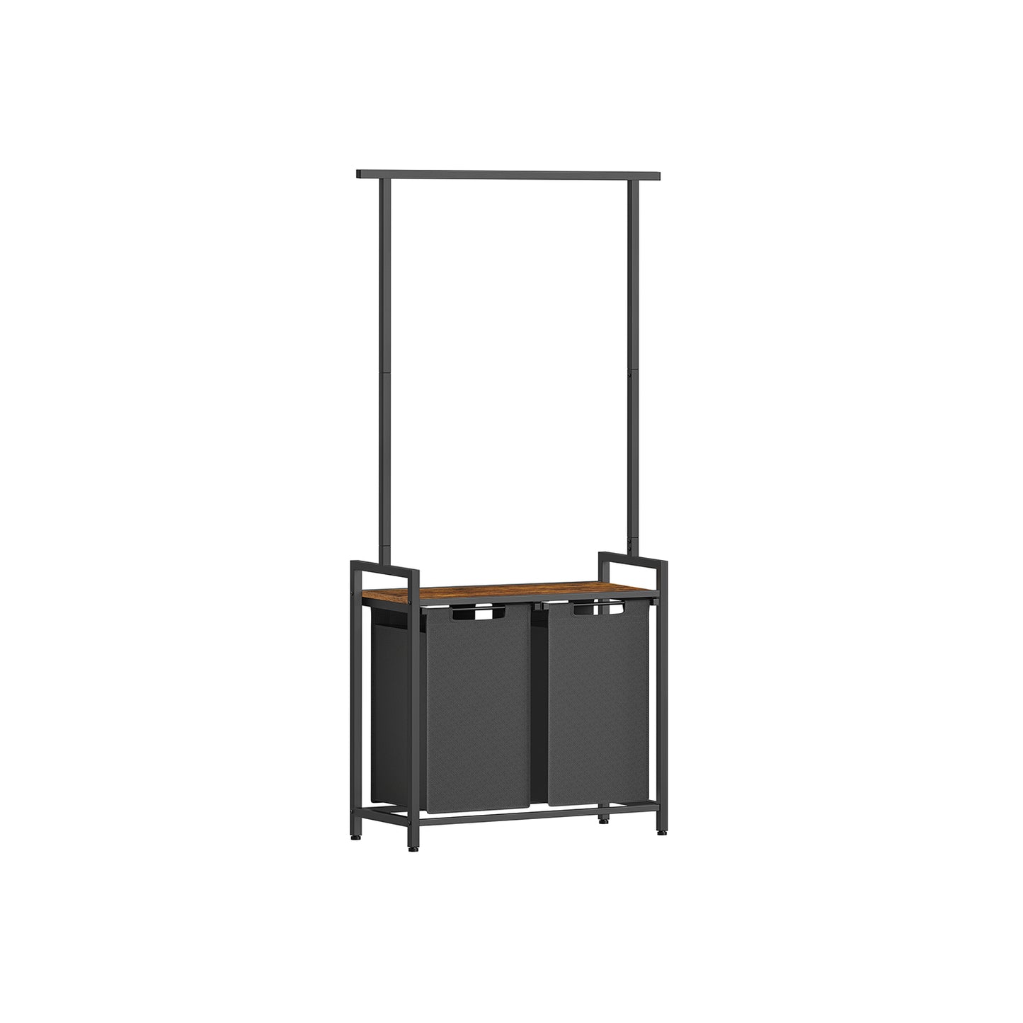 Mueble Cesto Ropa Sucia, 2 x 46 L, Mueble Ropa Sucia, Cesto Colada, con Barra Colgante, Marrón y Negro, VASAGLE, 10