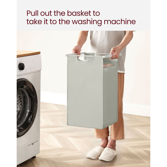 Mueble Cesto Ropa Sucia, 3 x 38 L, Mueble Ropa Sucia, Cesto para Ropa Sucia, 3 Bolsas Colada Desmontable, Blanco, VASAGLE, 2