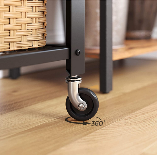 VASAGLE - Carrito de Servicio de 3 Niveles, Estantería metálica con Ruedas, Organizador de Almacenamiento para Cargas Pesadas, Tablero de sobremesa