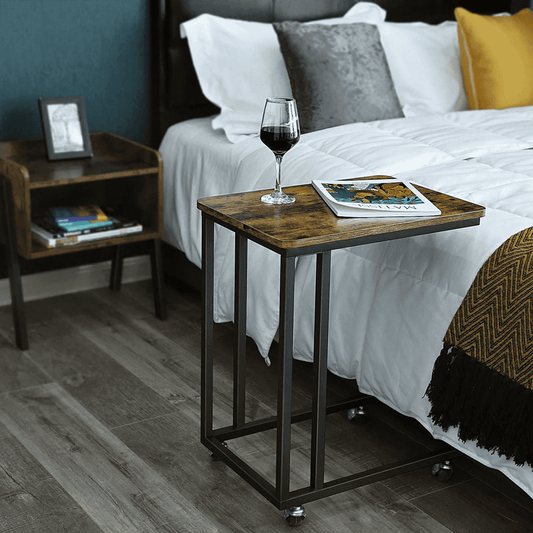 Mesita de noche con ruedas, mesa escritorio, escritorio pequeño, mesa de escritorio, mesa ordenador - Vasagle