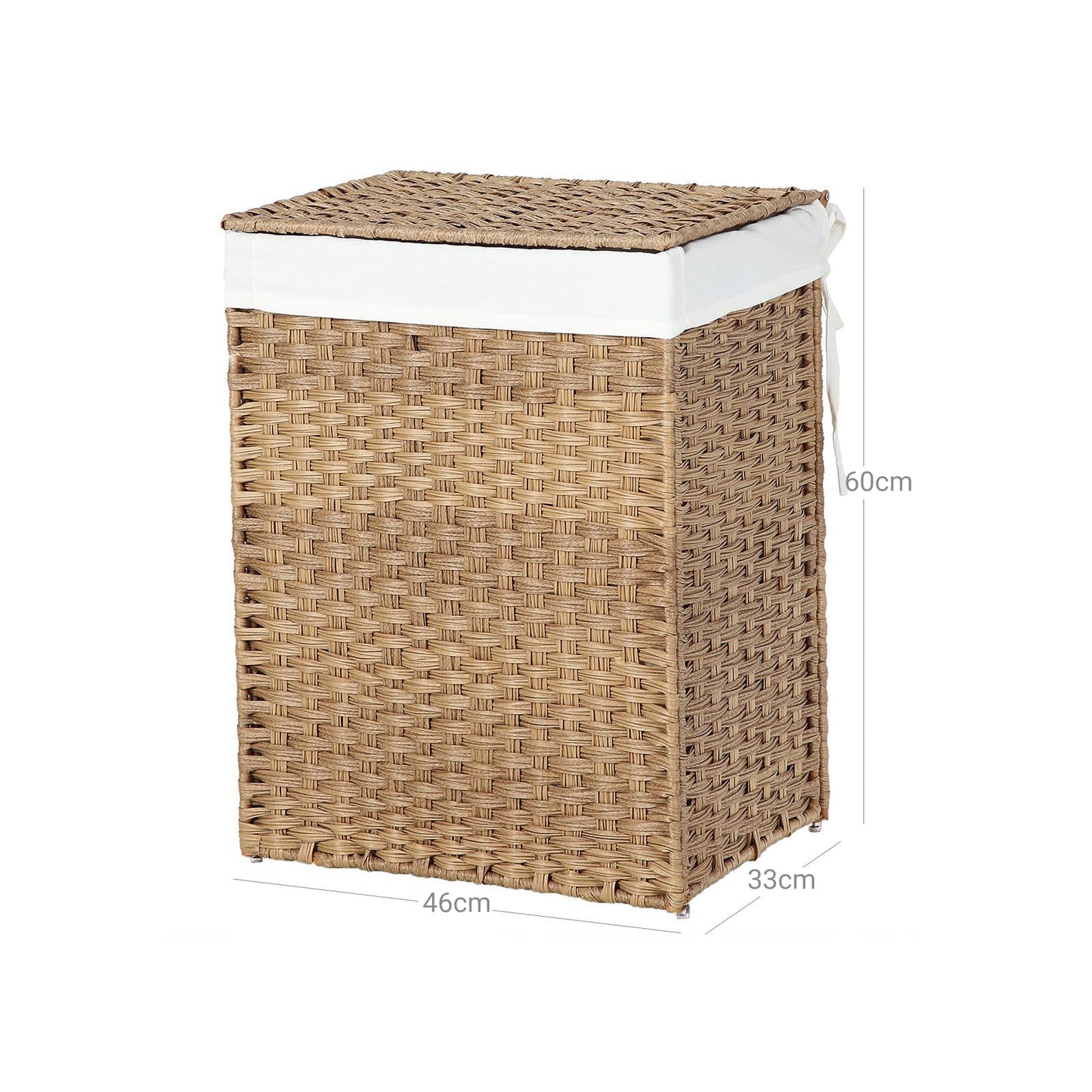 Canasta de Lavandería de Ratán Sintético con Tapa, 90L