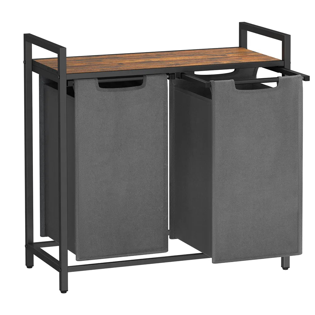 VASAGLE - Mueble Ropa Sucia, Cesto Ropa Sucia, 2 Bolsas de Lavandería Hechas de Tejido, Oxford Fácil de Sacar y Extraíble, 2x46 litros