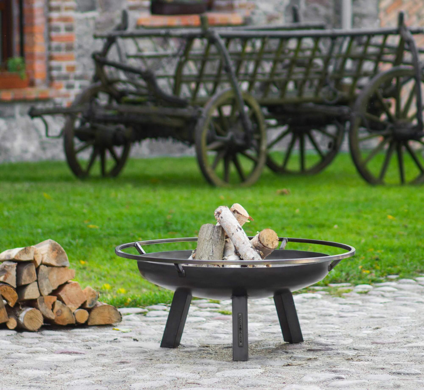 Brasero, Brasero Exterior, Brasero Jardin, Pozo de Fuego Fire Bowl, Hoguera Jardín, con Asas, Cook King PORTO 80 cm, 7