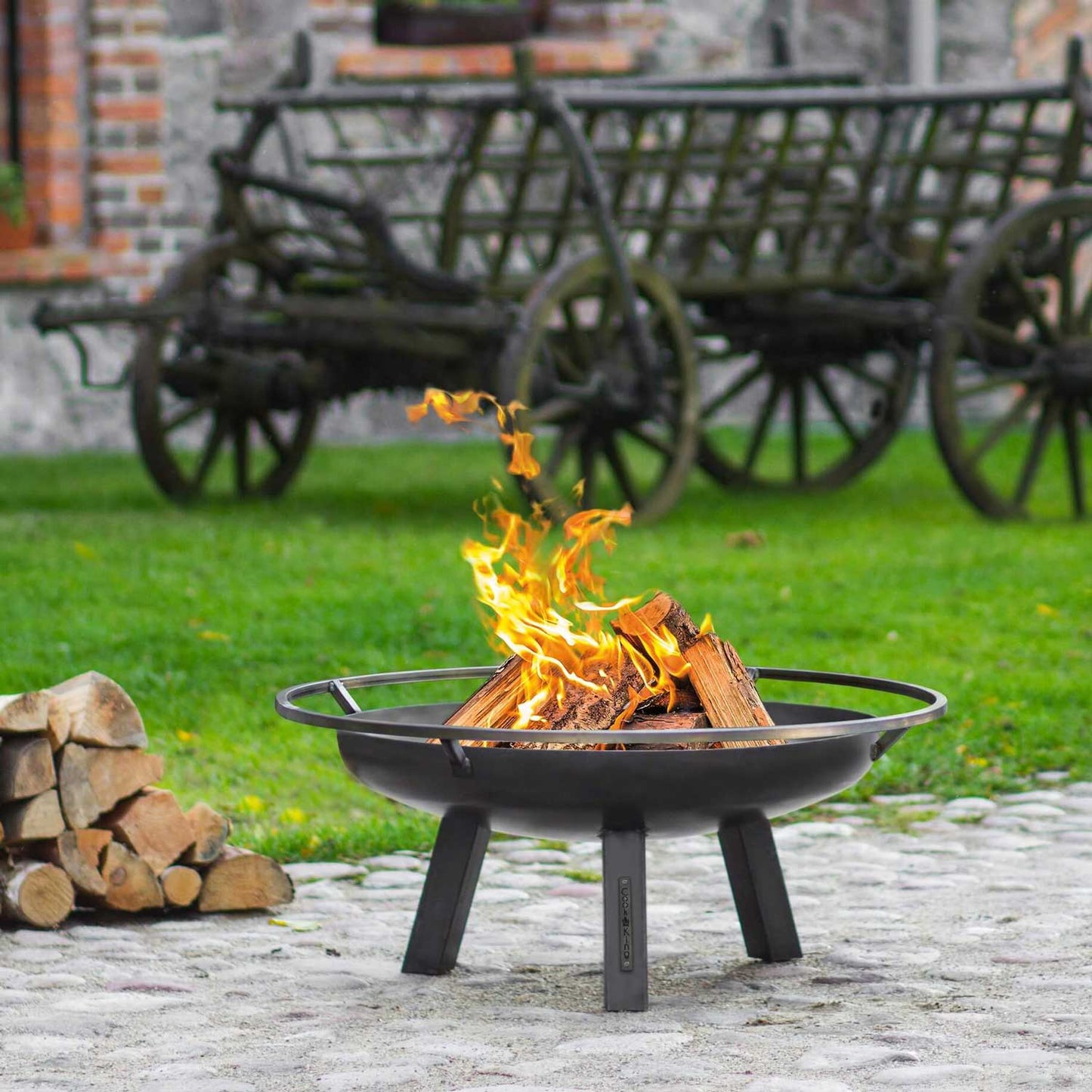Brasero, Brasero Exterior, Brasero Jardin, Pozo de Fuego Fire Bowl, Hoguera Jardín, con Asas, Cook King PORTO 80 cm, 3