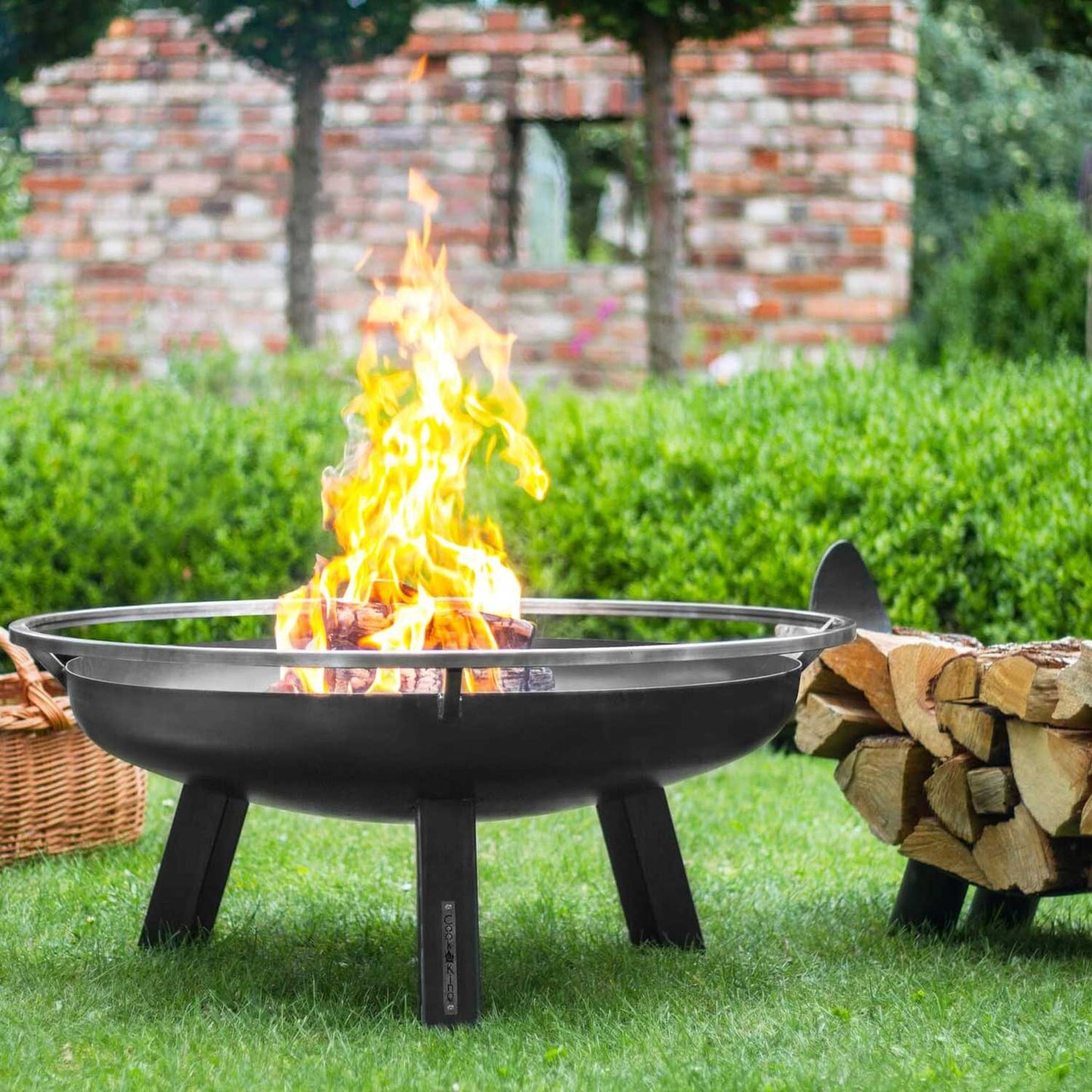 Brasero, Brasero Exterior, Brasero Jardin, Pozo de Fuego Fire Bowl, Hoguera Jardín, con Asas, Cook King PORTO 80 cm, 4