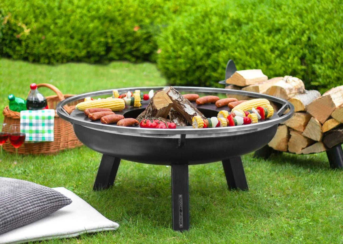 Brasero, Brasero Exterior, Brasero Jardin, Pozo de Fuego Fire Bowl, Hoguera Jardín, con Asas, Cook King PORTO 80 cm, 6
