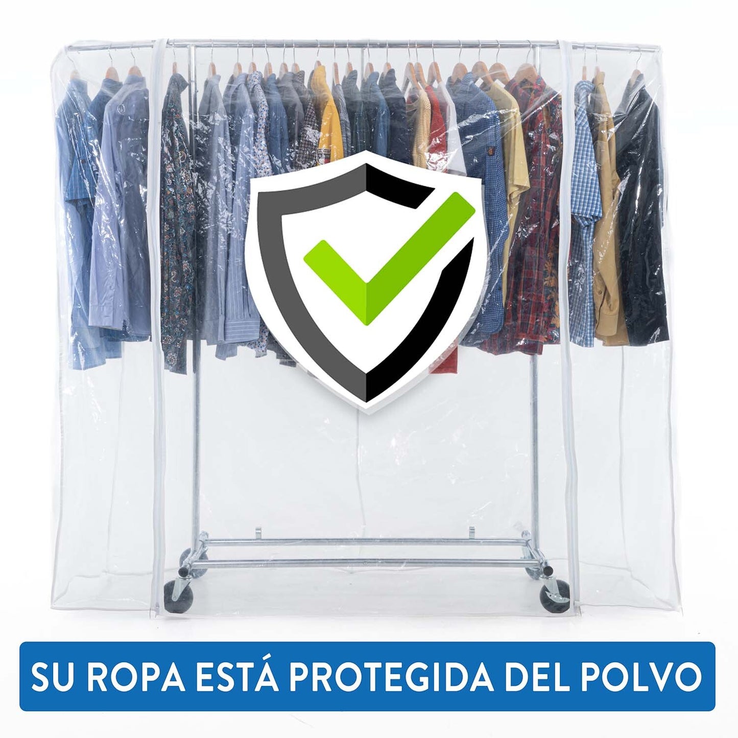Tatkraft Drogo & Big - Armario de Tela, Burro para Ropa, con Ruedas, Hasta 100kg, con Funda Plástico Transparente para Perchero de Ropa, Montaje 1 min