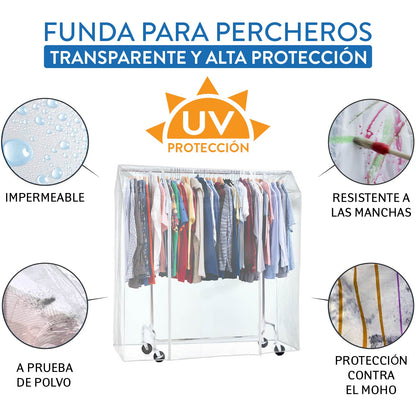 Funda para Burro de Ropa, Transparente, 155×60×160 cm, 2 cremalleras, impermeable, protección contra el polvo y los rayos UV, Tatkraft Schild, 3