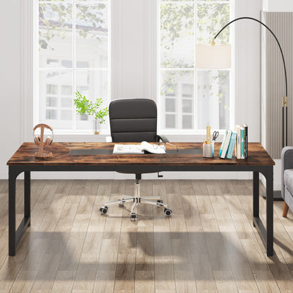 Escritorio, 180x90x77cm, Mesa Ordenador, Mesa Oficina, Marrón rústico, Tribesigns, 7