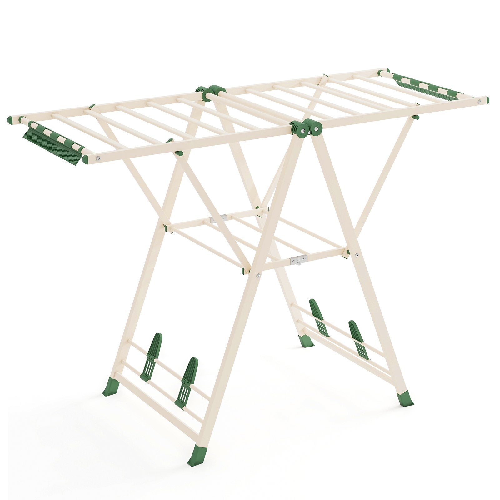 Tendedero Plegable, con Alas Ajustables, Tendedero de Ropa, Tendedero Exterior, para Balcon, Beige, Costway, 9