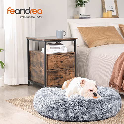 Cama Perro, Cama para Gatos, D 80 cm, Cojín Central Extraíble Lavable, Alfombra de Felpa Suave Mullida, Gris Ombré, Feandrea, 2