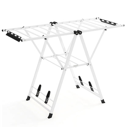 Tendedero Plegable, con Alas Ajustables, Tendedero de Ropa, Tendedero Exterior, para Balcon, Blanco, Costway, 8