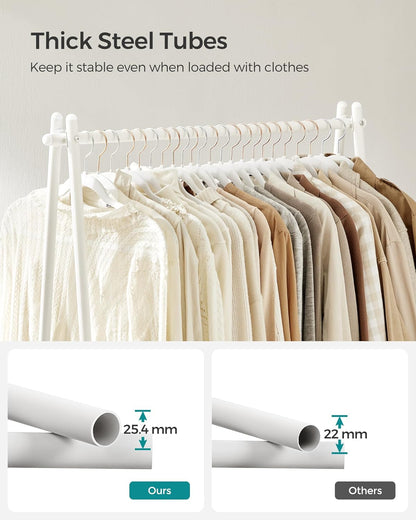 Burros para Ropa, 92,5x33,5x153 cm, Perchero Burro, Estructura de Acero, con Barra Colgante y Estante, Blanco, Songmics, 5