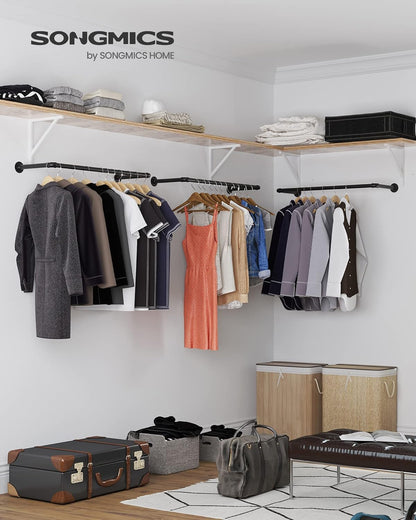 Perchero Pared, Juego de 2, Colgadores de Pared, 92 x 30 x 7,5 cm, Industrial, Carga hasta 50 kg, Negro, Songmics, 8