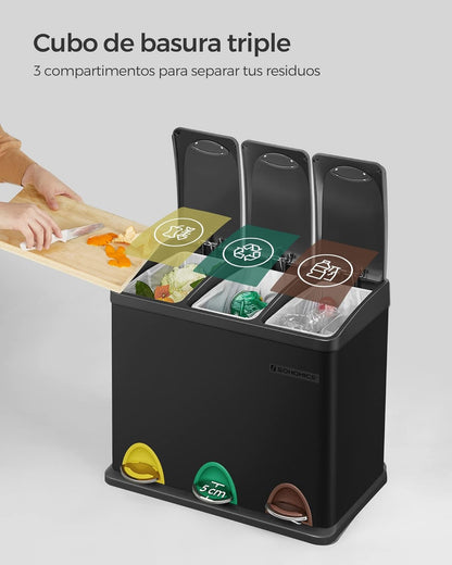 Songmics Cubo de Basura de Cocina 3 en 1 (24 Litros)