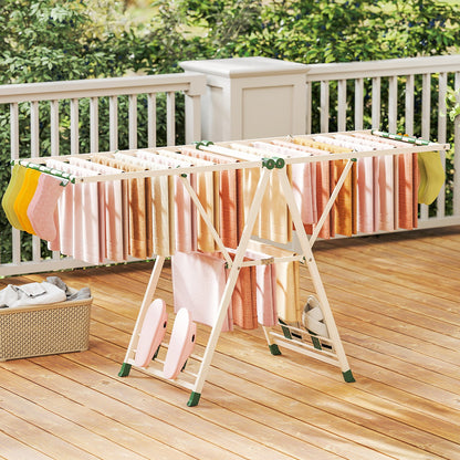 Tendedero plegable, con Alas Ajustables, Tendedero de ropa, 184 x 56 x 99–168 cm, Beige, Costway, 1